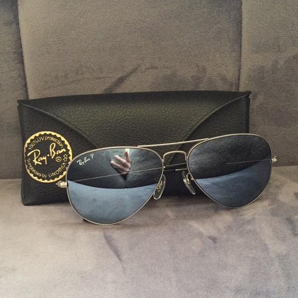Ray Ban polarized aviator mirror silver sunglasses main image 7